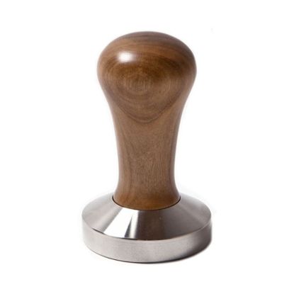 Picture of Tamper with a 58.5mm diameter flat base and a walnut wooden handle