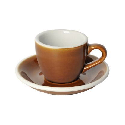 Loveramics Egg - Espresso 80ml Cup and Saucer - Caramel color