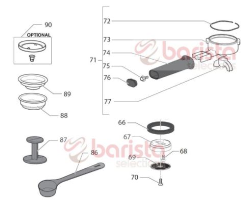 Picture of Gaggia New Baby Class Spare Parts Cap Knob Filter Holder (See Image Item 76)