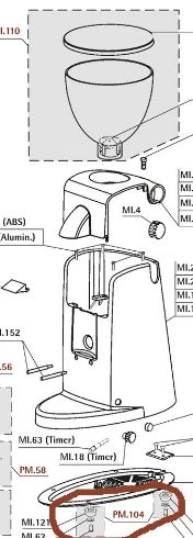 Picture of Ascaso imini Grinder Ποδαράκι μύλου ολόκληρο