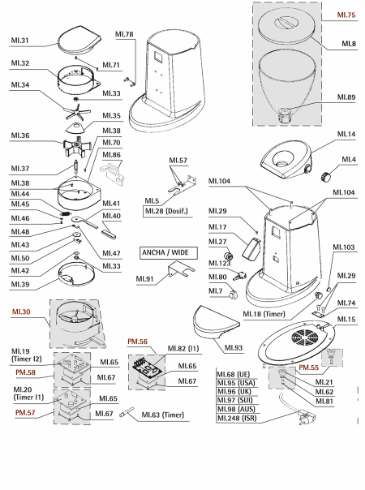 Ascaso i1/i2 Grinder Push-Button - Κουμπί έναρξης άλεσης