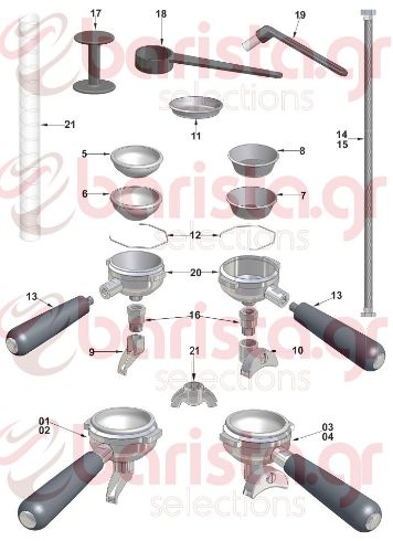 Picture of Vibiemme Replica 2 Group 2 Boiler Pid Filter Holder Assembly High Filterholder - 1 Cup