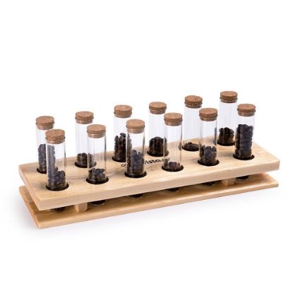 Wooden rack for single dosing bottles