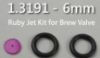 Jet Kits, 1 Synthetic Ruby jet, .6 mm and 2 BrewValve O-Rings