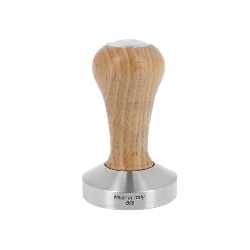 COFFEE TAMPER 58,5MM BEECH WOOD HANDLE FLAT BOTTOM