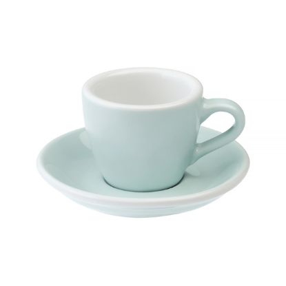 Loveramics Egg - Espresso 80ml Cup and Saucer - River Blue color