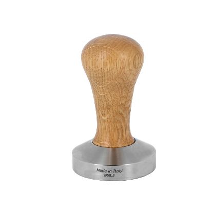 COFFEE TAMPER, OAK WOOD HANDLE WITH FLAT BOTTOM D.58,5MM