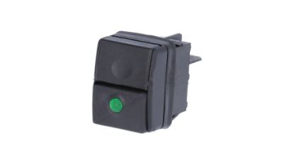 BLACK BIPOLAR SWITCH WITH GREEN LED 250V 16A