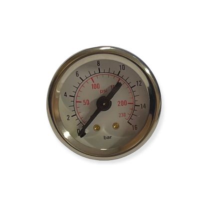 PRESSURE GAUGE SCALE 0-16 BAR D40 SS RING NUT S/S BODY