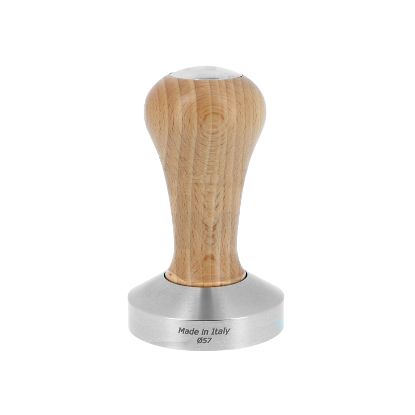 D.57MM TOP CLASS COFFEE TAMPER, BEECH WOOD HANDLE WITH FLAT BOTTOM