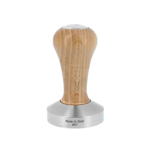 D.57MM TOP CLASS COFFEE TAMPER, BEECH WOOD HANDLE WITH FLAT BOTTOM