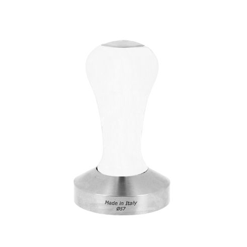 D.57MM CLASS COFFEE TAMPER, WHITE LACKQUERED BEECH WOOD HANDLE WITH FLAT BOTTOM