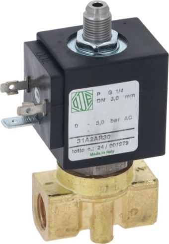 3-WAY SOLENOID VALVE NC 1/4-1/4 DRAIN 1/8 220V